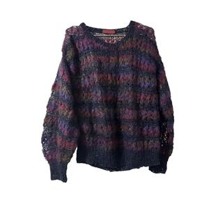 Bernat Klein Multicolor Hand Knit In Scotland Mohair Blend Sweater Fits Large